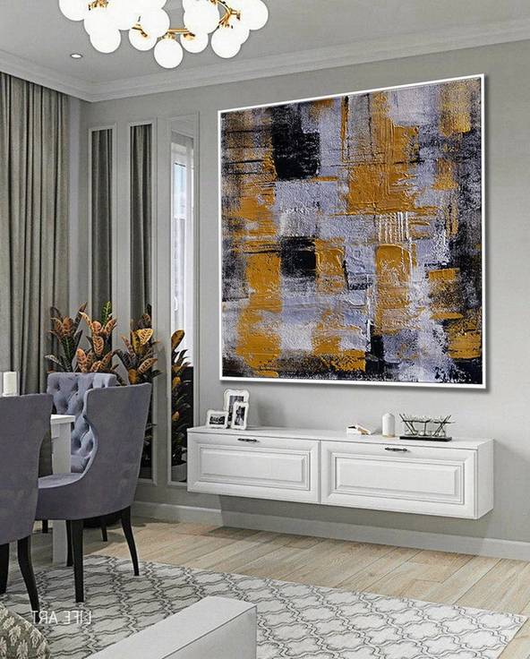 Leaf Original Grey Contemporary Abstract Canvas Artwork 1EAQD